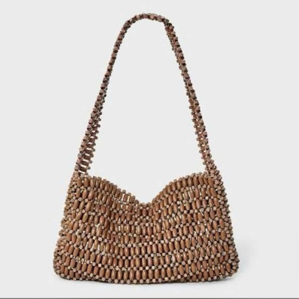 "Buy Now " Handcrafted Brown Beaded Shoulder Bag.You Know Its Worth That. So..Bn